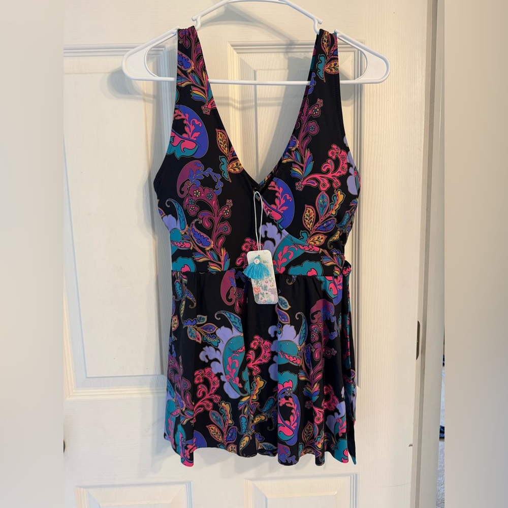 Johnny Was NWT SUZE MEDIUM Black Paisley One-Piece Swimsuit